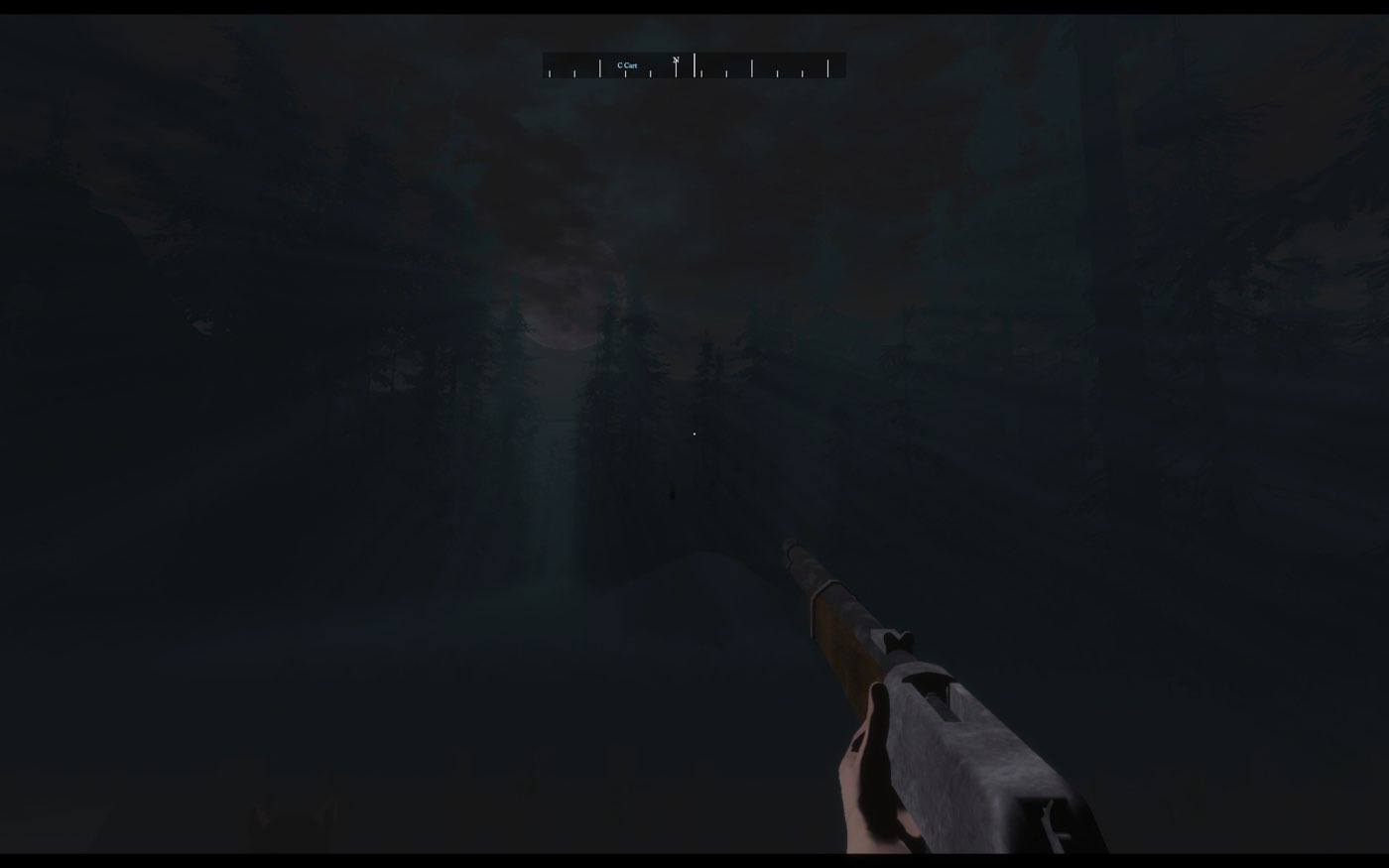 Player holding a rifle under moonlight